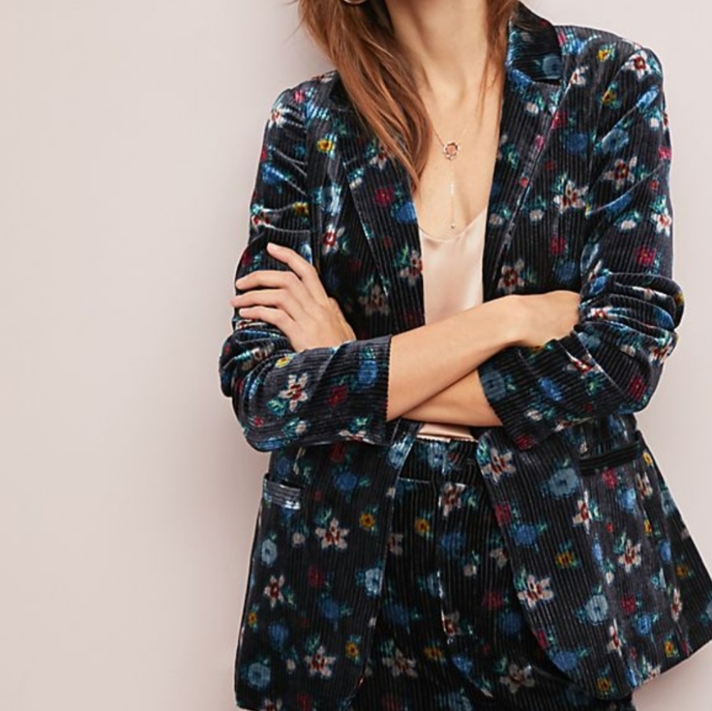 NWT Anthropologie Velvet Floral Bloom Jacket - Picture 2 of 8